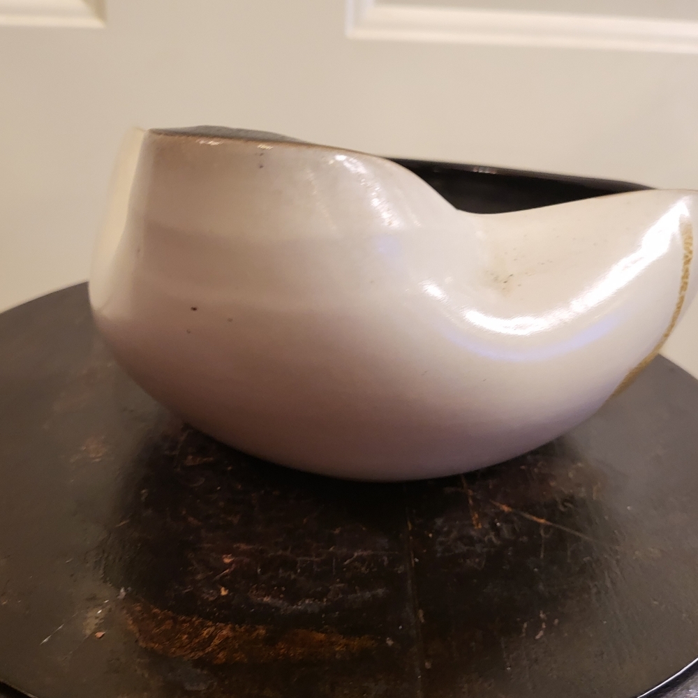 Japanese Wabisabi Ceramic Mid-century Pinched Bowl Signed - Picture 6 of 11